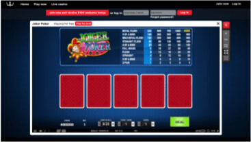 table games jackpot