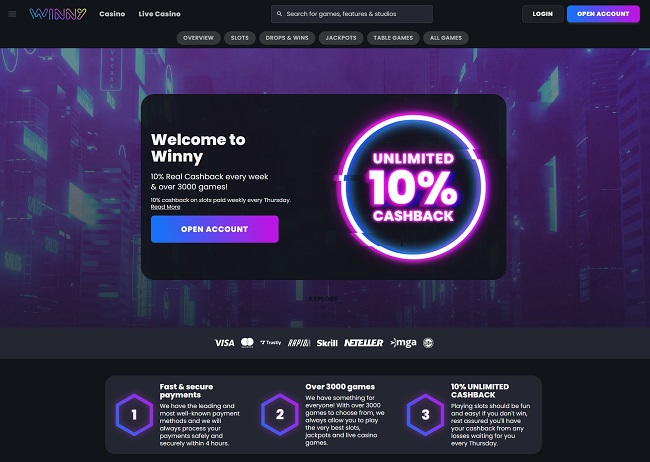 winny casino website recensie